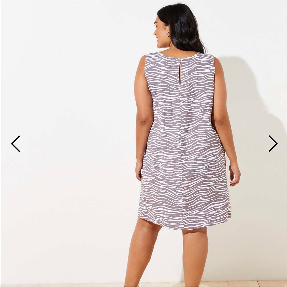 The Loft Zebra Linen Blend Pocket Dress Size 14